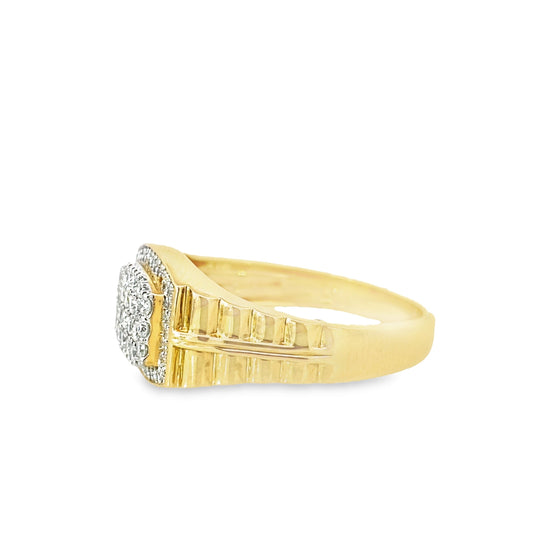 0.50Ctw 14K Yellow Gold Mens Diamond Fashion Ring Size 10 4.0Dwt