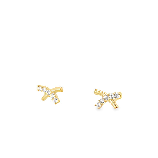 14K Yellow Gold Cz Baby Stud Earrings