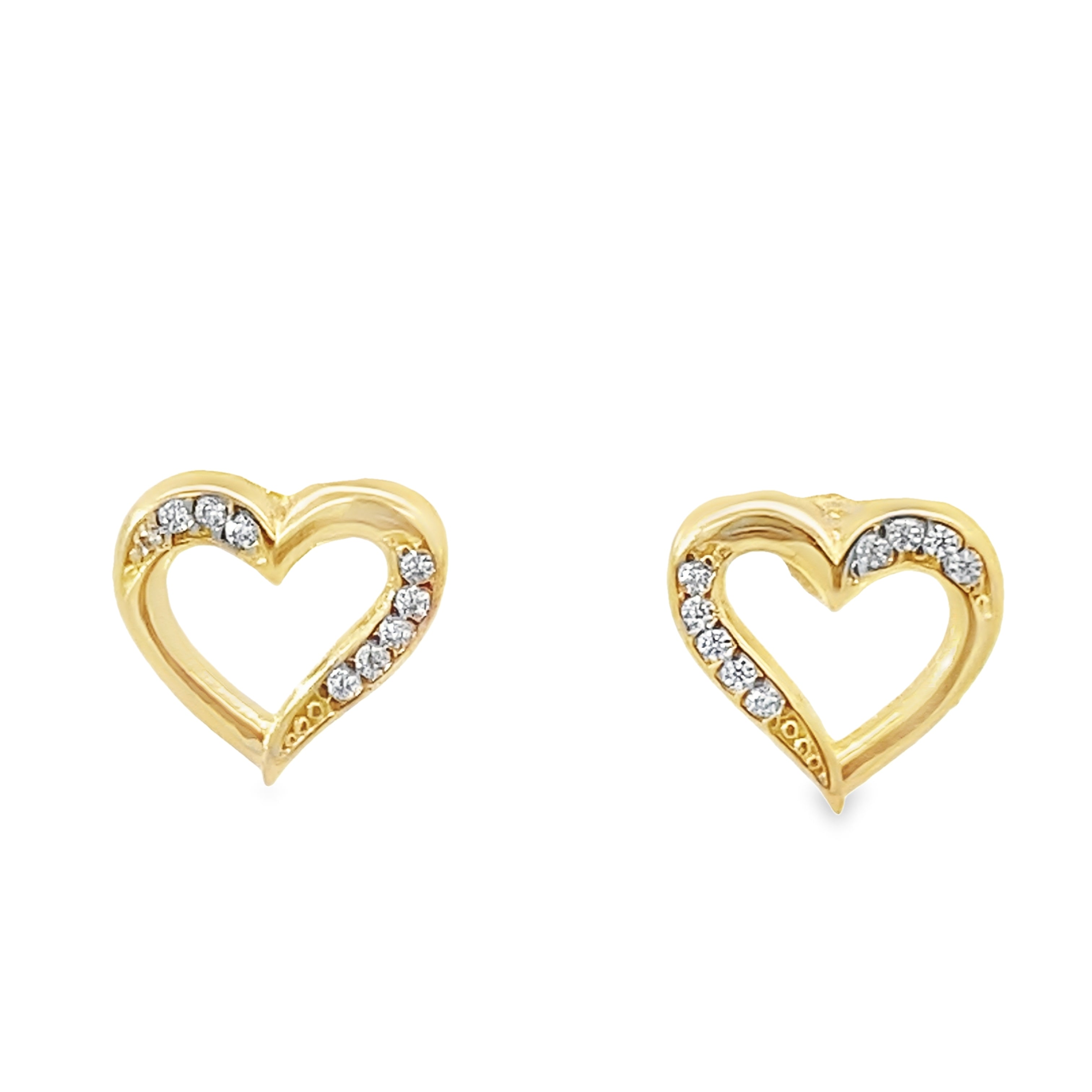 14K Yellow Gold Cz Heart Stud Earrings – Five Star Jewelers