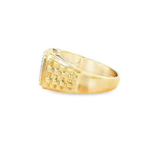 0.50Ctw 10K Yellow Gold Diamond Fashion Mens Ring Size 10 4.5Dwt
