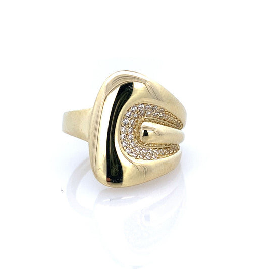 10K Yellow Gold Ladies Cz Fashion Ring Size 7.5