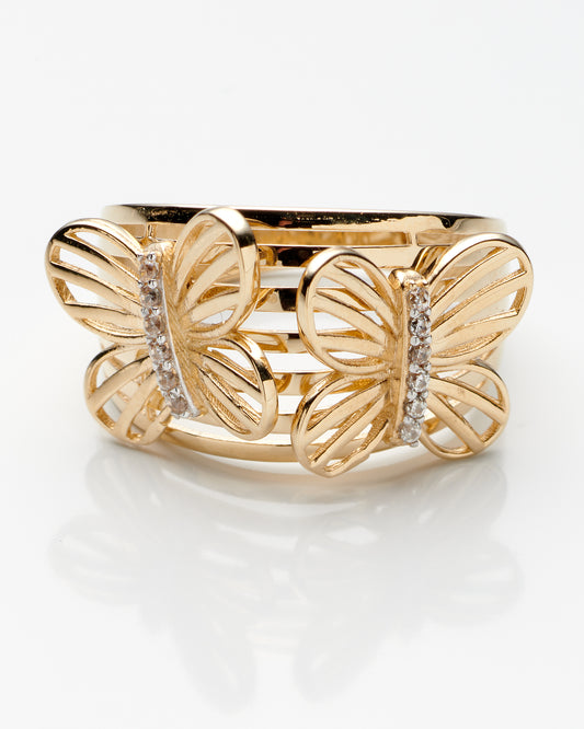 14K Yellow Gold Ladies Butterfly Ring Size 6 2.2Dwt