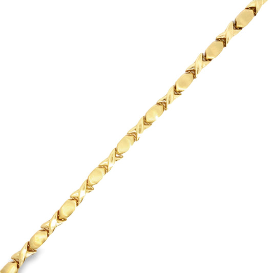14K Yellow Gold Xo Stampado Link Bracelet 7Mm 7.5In 5.3Dwt
