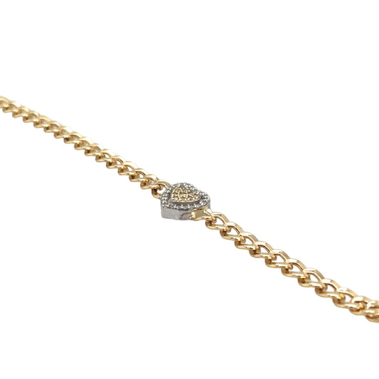 0.06Ctw 14K Two Tone Hollow Cuban Link With Diamond Hea