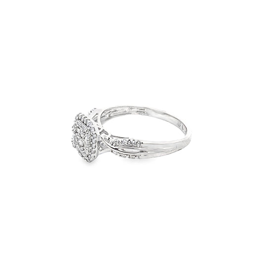 0.25Ctw 10K White Gold Diamond Engagement Ring Size 7 1.5Dwt