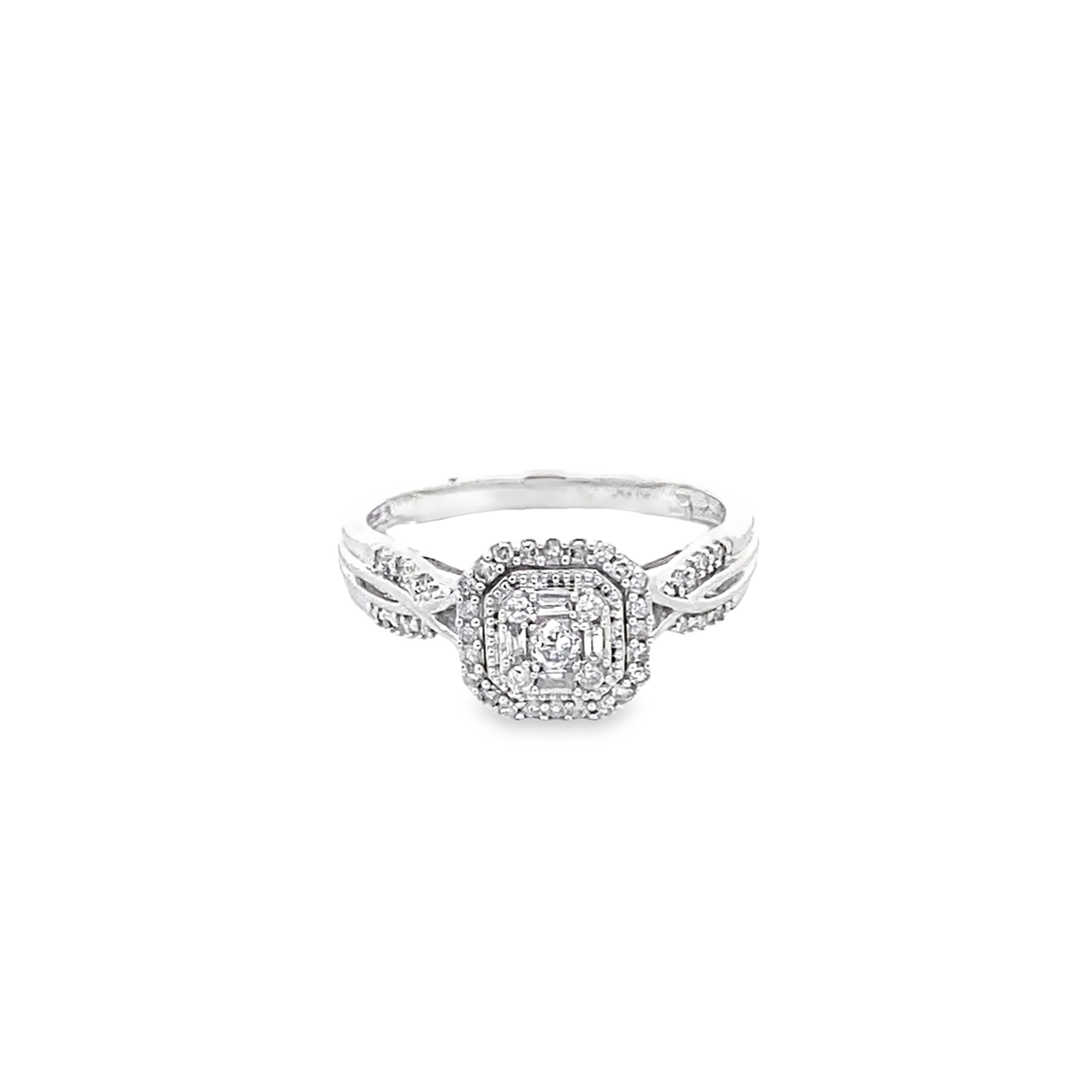 10K White Gold Diamond Engagement Ring Size