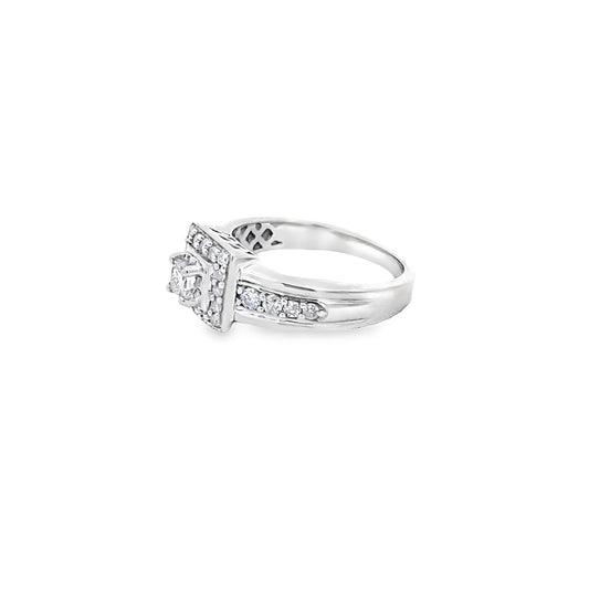14K White Gold Diamond Engagement Ring Size 6 3.1Dwt