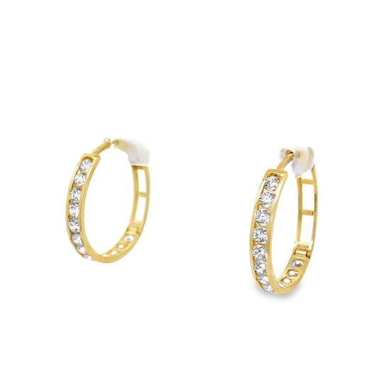 10K Yellow Gold Cz Hoop Earrings 2.3Dwt
