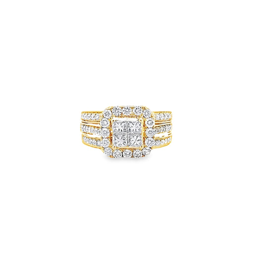 14K Yellow Gold Diamond Bridal Set Size 6 4.8Dwt