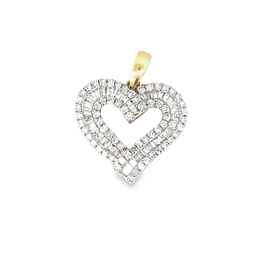 0.53Ctw 10K Yellow Gold Diamond Heart Pendant 0.9Dwt