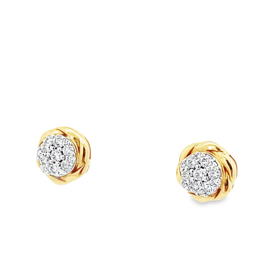 0.20Ctw 10K Yellow Gold Diamond Flower Stud Earrings