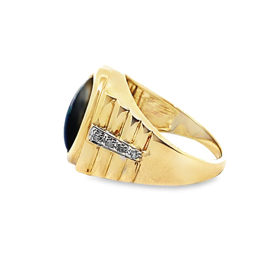 10K Yellow Gold Onyx Ring Size 7.5 3.7Dwt