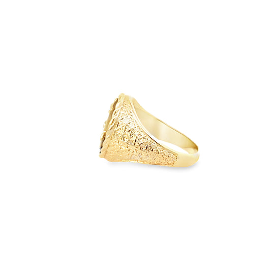 14K Yellow Gold Black Stones & Anchor Fashion Ring Mens Size 11 6.0Dwt