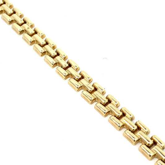 14K Yellow Gold Panther Link Bracelet 6.5Mm 7In 7.6Dwt
