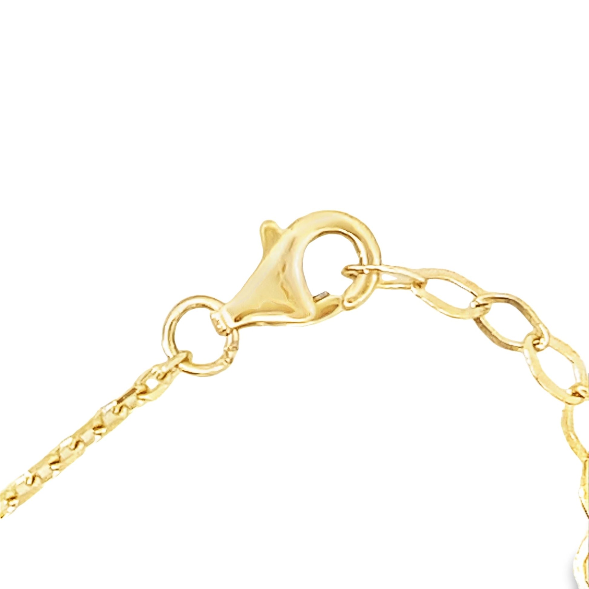 14K Yellow Gold Mother Of Pearl Flower Bracelet 8In 2.9Dwt