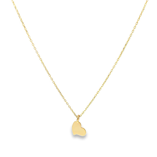 14K Yellow Gold Small Heart Pendant Necklace 18In