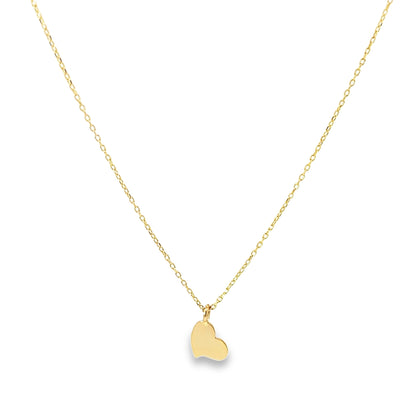 14K Yellow Gold Small Heart Pendant Necklace 18In