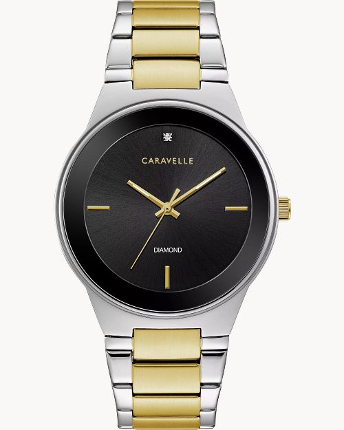 Caravelle Modern Mens Watch (45D107) Black Dial Two Tone