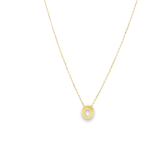 14K Yellow Gold Letter "O" Necklace 18In 0.9Dwt