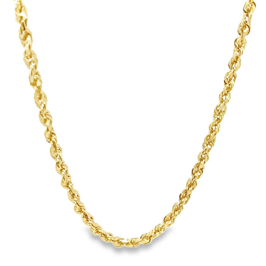 14K Yellow Gold Solid Rope Link Chain 3.5Mm 24In