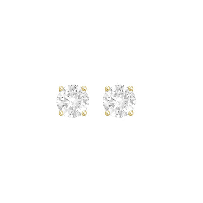 1.50Ctw 14K Yellow Gold Lab Grown Round Diamond Solitaire Stud Earrings