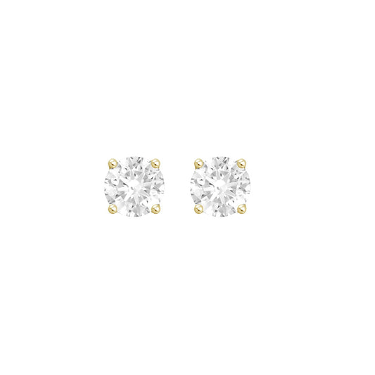 1.50Ctw 14K Yellow Gold Lab Grown Round Diamond Solitaire Stud Earrings