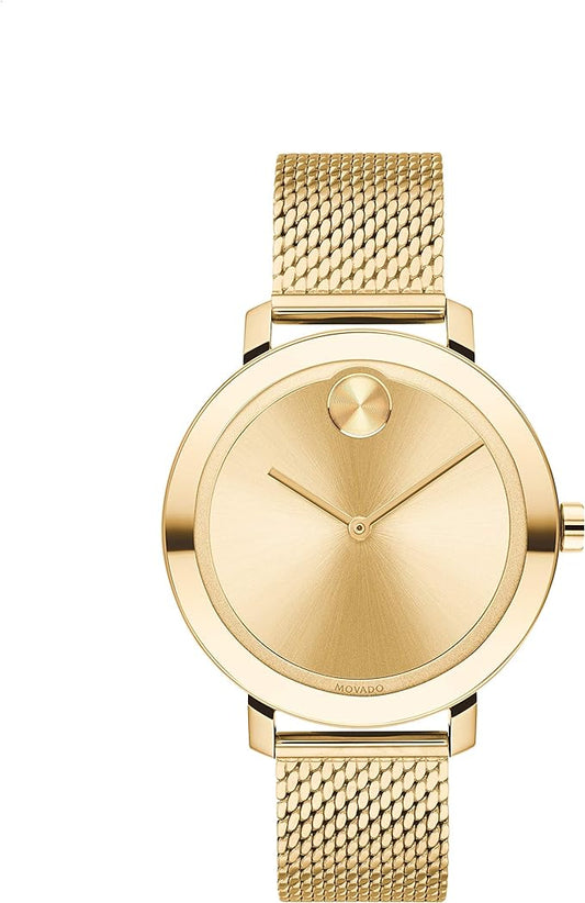 Pre-Owned Movado Bold Ladies Watch (3600921) Gold Tone Stainless Steel Gold Dial