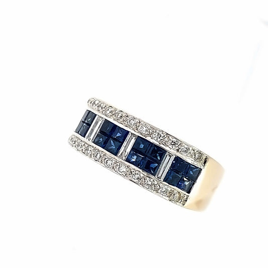 14K White Gold Diamond & Sapphire Ring Size 6 4.8Dwt
