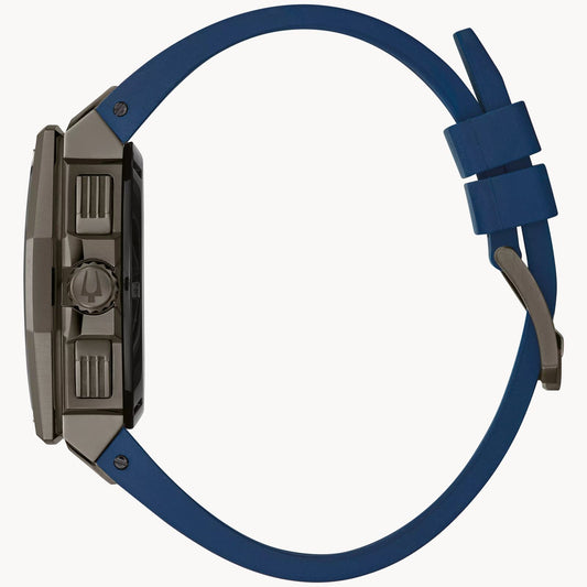 Bulova Mens Precisionist (98B357) Chronograph Watch Blue  Rubber Straps