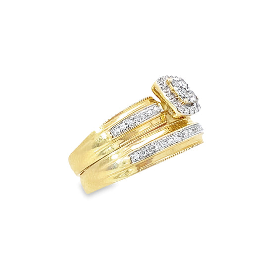 0.50 Ctw 10K Yellow Gold Diamond Trio Wedding Set Size 7&10 4.3Dwt