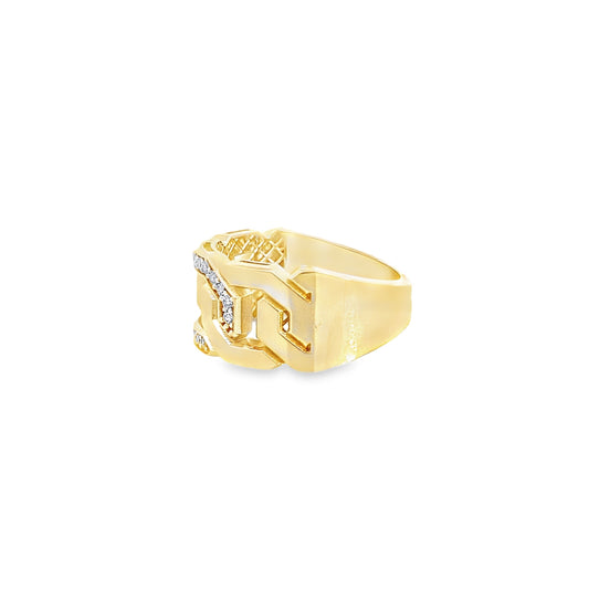 14K Yellow Gold Ladies Fashion Link Ring Size 7 2.2Dwt