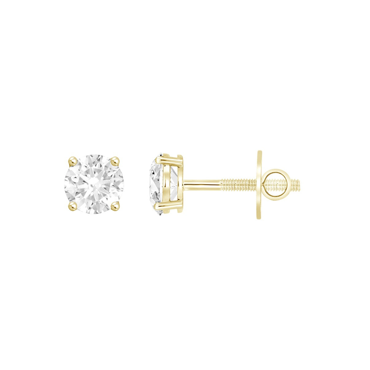 0.50Ctw 14K Yellow Gold Lab Grown Round Diamond Solitaire Stud Earrings