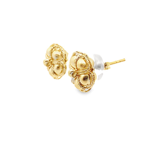 14K Yellow Gold Satin Flower Stud Earrings 1.6Dwt