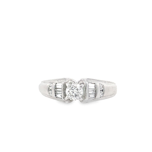 14K White Gold Diamond Engagement Ring Size 7  3.2Dwt