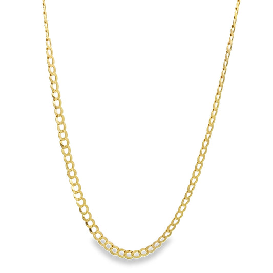 14K Yellow Gold Curb Link Chain 4Mm 18In