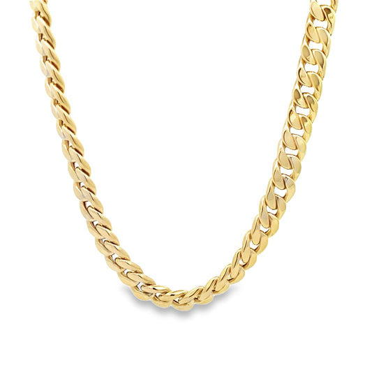 10K Yellow Gold Ladies Fancy Hollow Cuban Link Necklace 8Mm 17In 15.2Dwt