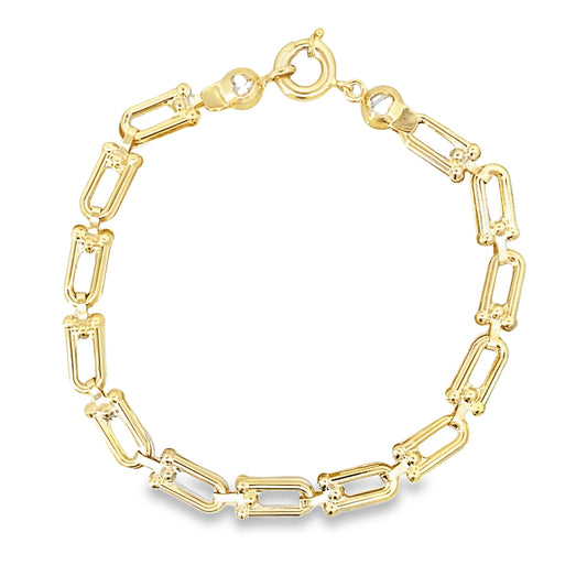 14K Yellow Gold Stirrup Style Link Bracelet 7.5 In 2.7Dwt