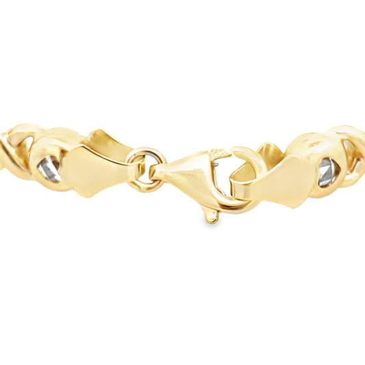 14K Yellow Gold Xo Heart Stampado Bracelet 7In 4.4Dwt