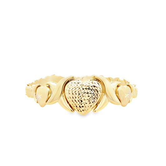 14K Yellow Gold Xo Heart Stampado Link Bracelet 7.5In 6.8Dwt