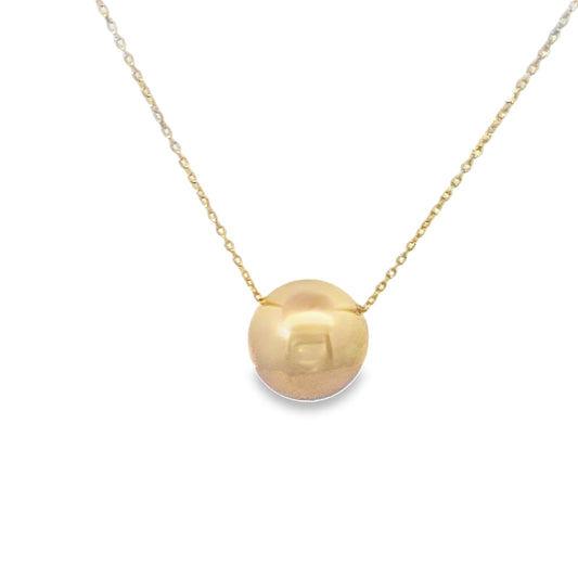 14K Yellow Gold Ladies 9Mm Ball  Necklace 18In