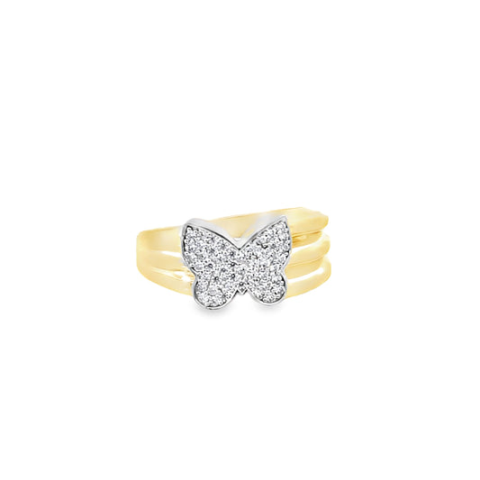 14K Yellow Gold Ladies Butterfly Ring Size 6.25 2.5Dwt