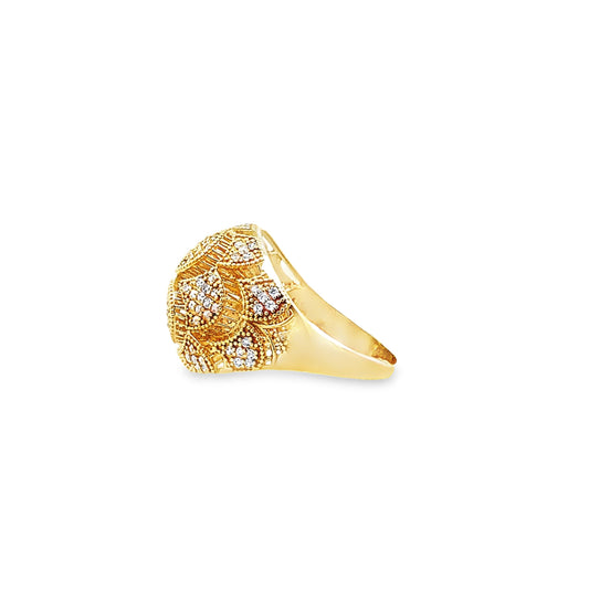 10K Yellow Gold Cz Ladies Dome Ring Size 10.5Dwt