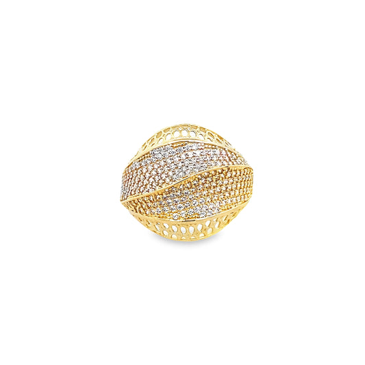 14K Yellow Gold Cz Ladies Dome Ring Size 8.75 3.8Dwt