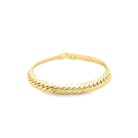 14K Yellow Gold Miami Herringbone Bracelet 7.25In 6.1 Dwt