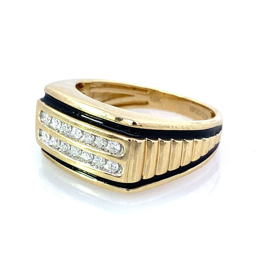 0.25Ctw 10K Yellow Gold Mens Diamond Fashion Ring Size 10 3.