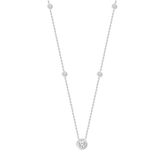 1.65Ctw 14K White Gold  Round Solitaire Lab Grown Diamond Charm Necklace 18In