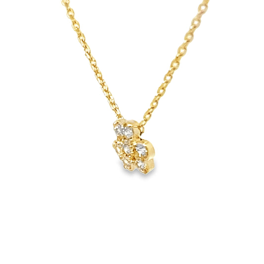 14K Yellow Gold Small Cz 3 Leaf Clover Pendant Necklace 18In