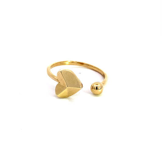 14K Yellow Gold Ladies Geometric Heart Bypass Ring Size 8 0.9Dwt