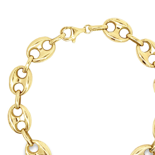 10K Yellow Gold Puff Mariner Link Bracelet 11Mm 8.5In 6.9Dwt