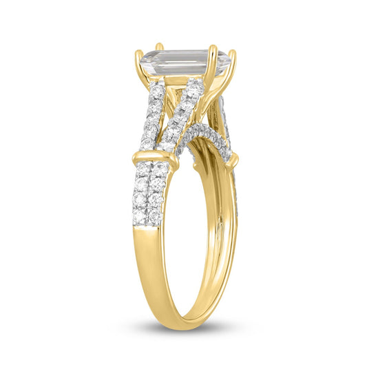 2.0Ctw 14K Yellow Gold Emerald Cut Lab Grown Diamond Solitaire Engagement Ring Size 7 2.3Dwt